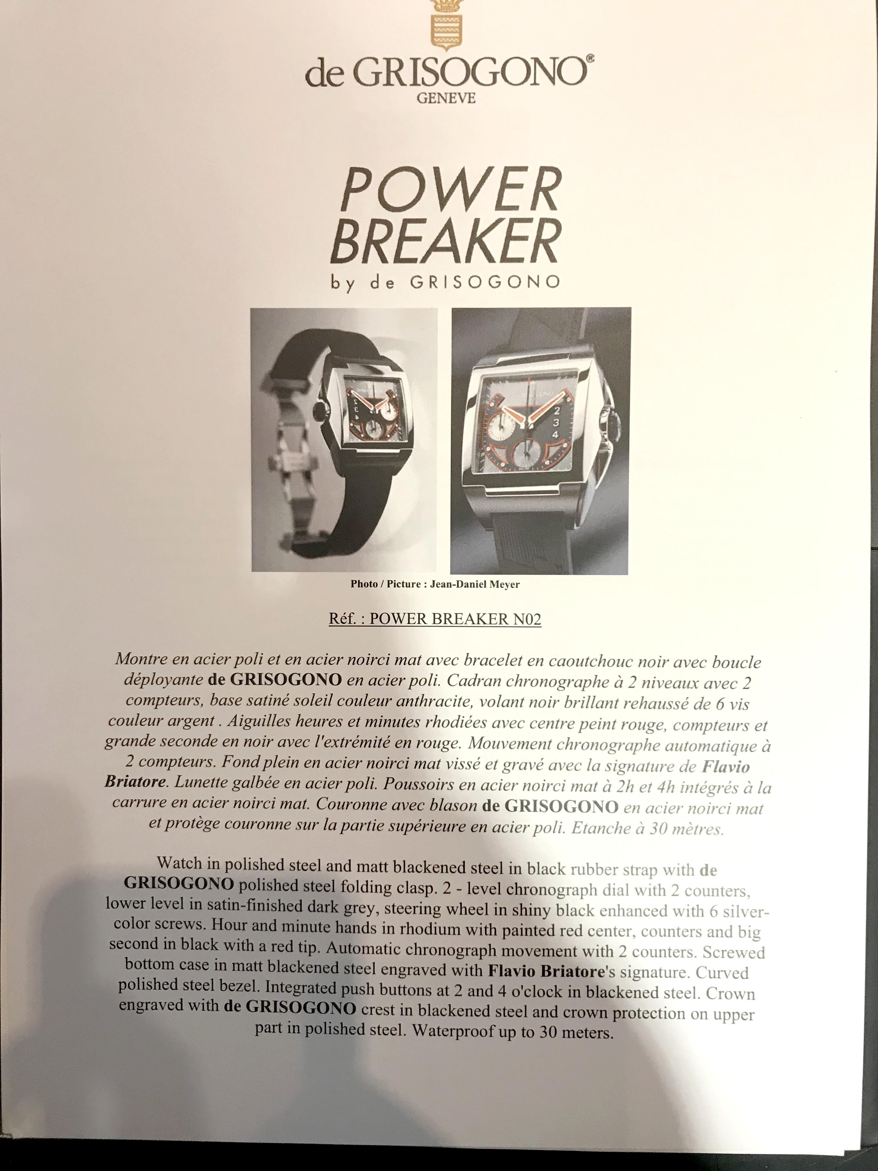 De Grisogono Power Breaker N01 Formula 1 Flavio Briatore Men's Watch 8