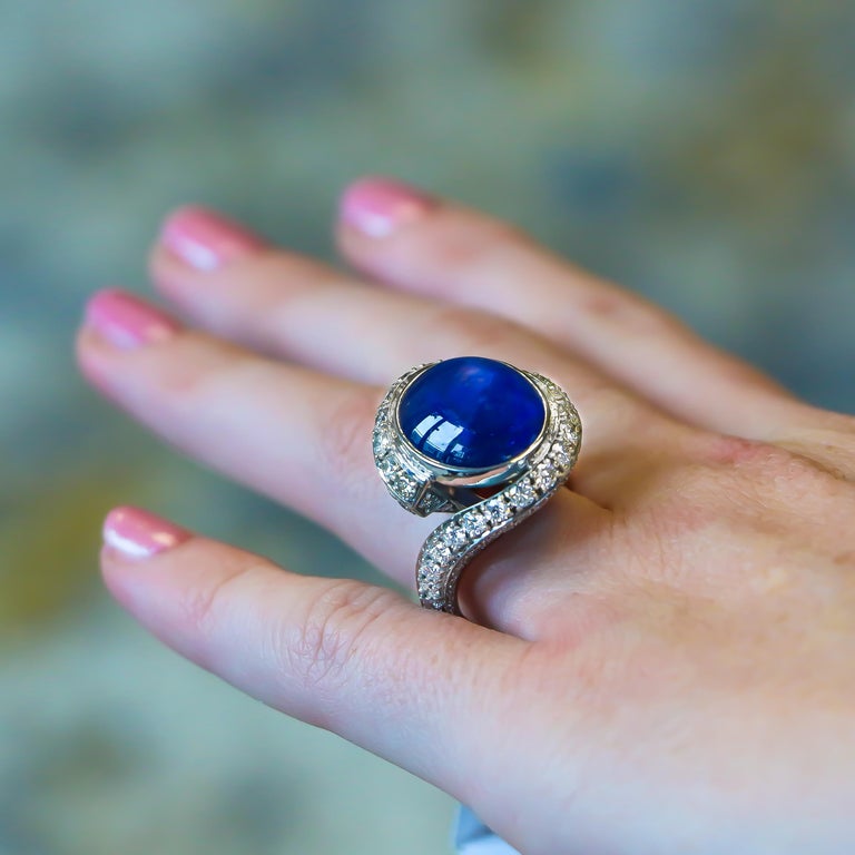 Round Cut De Grisogono Sapphire and Diamond Ring