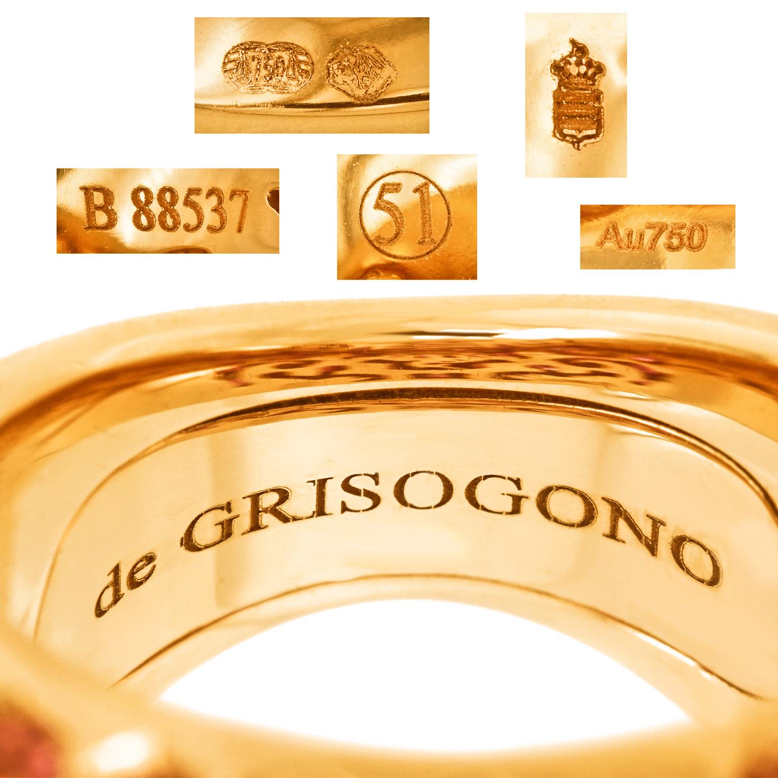 De Grisogono Kuppelring aus Gold mit Saphiren und Rubinen Damen im Angebot