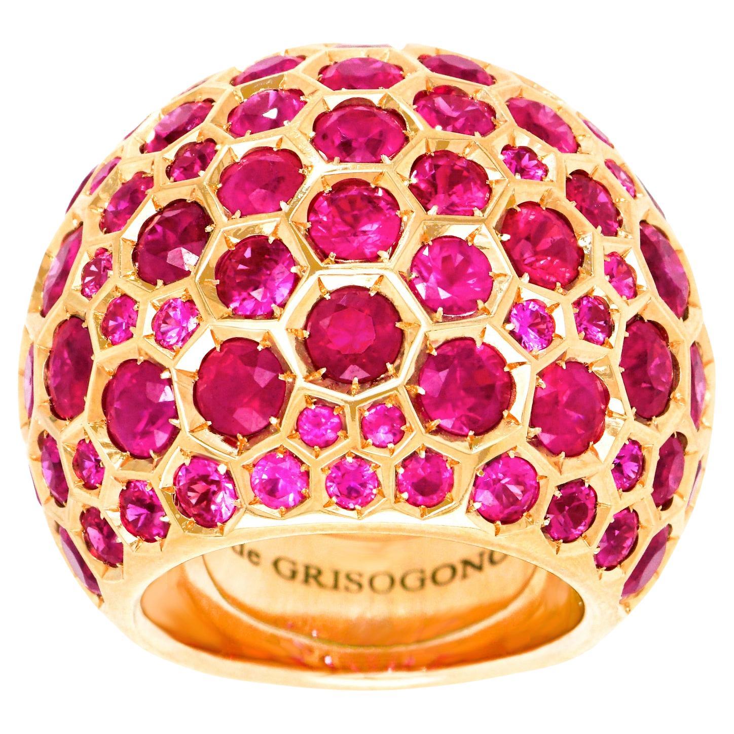 de Grisogono Sapphire and Ruby-Set Gold Dome Ring