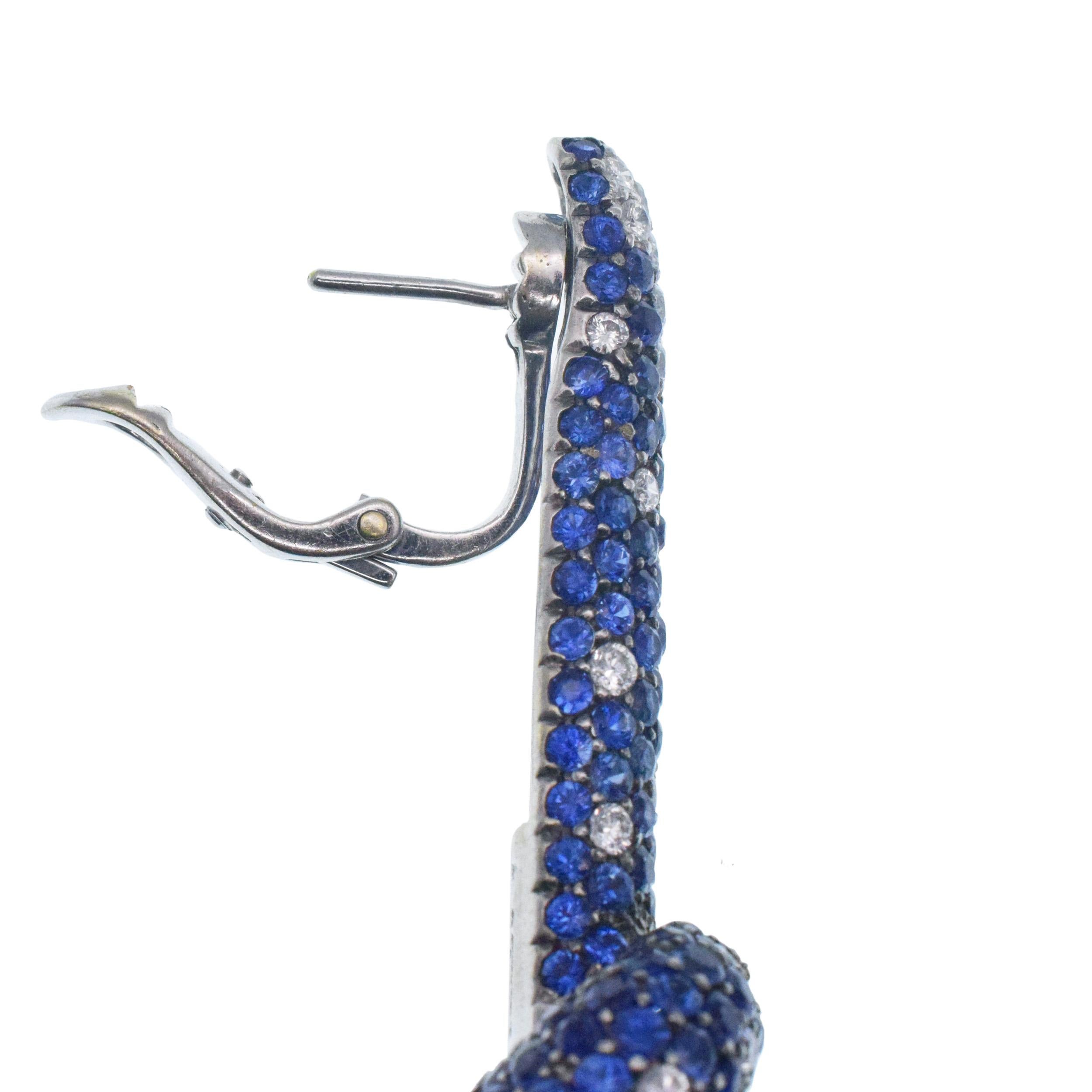 De Grisogono Sapphire & Diamond Knot Drop Earrings For Sale 5