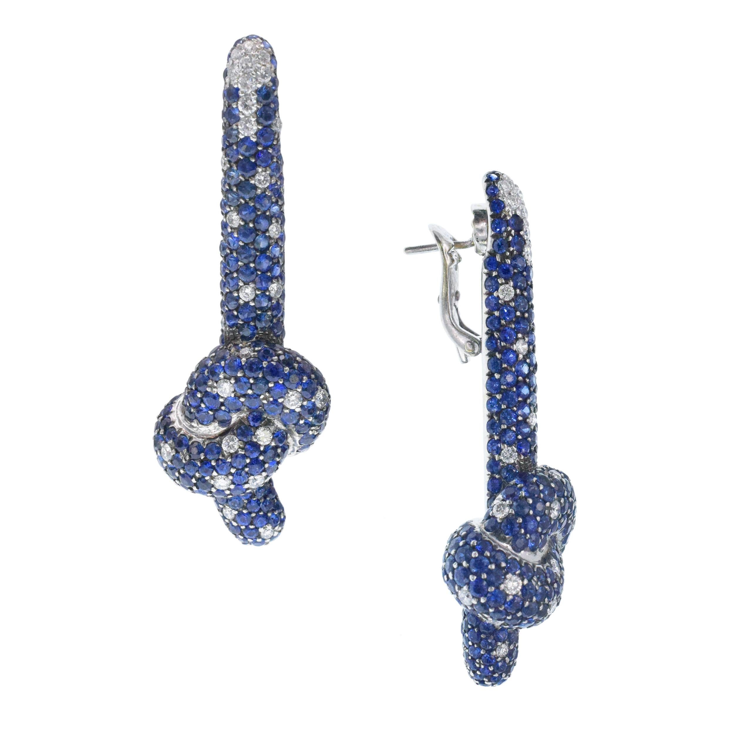De Grisogono Sapphire & Diamond Knot Drop Earrings For Sale 6