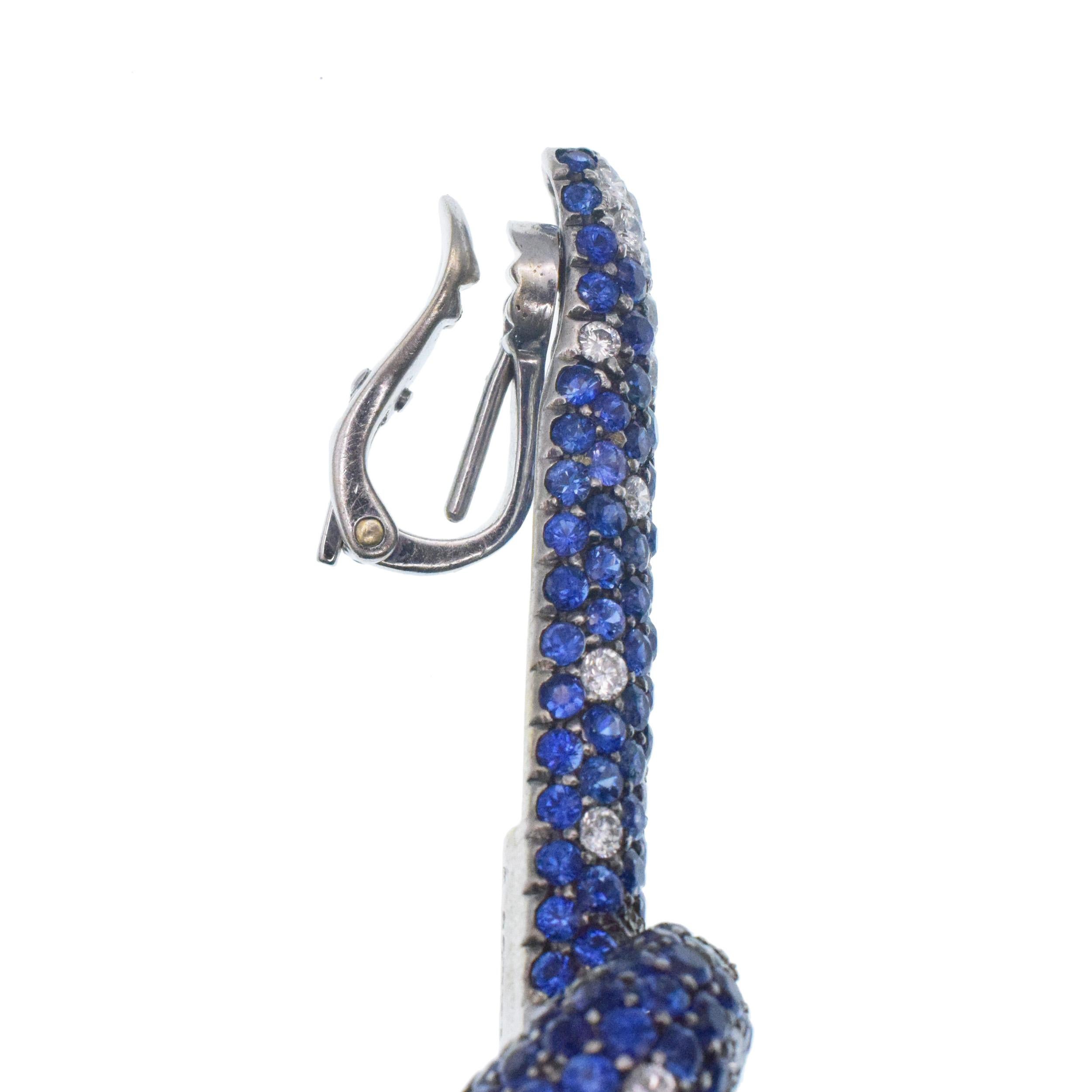 De Grisogono Sapphire & Diamond Knot Drop Earrings For Sale 2