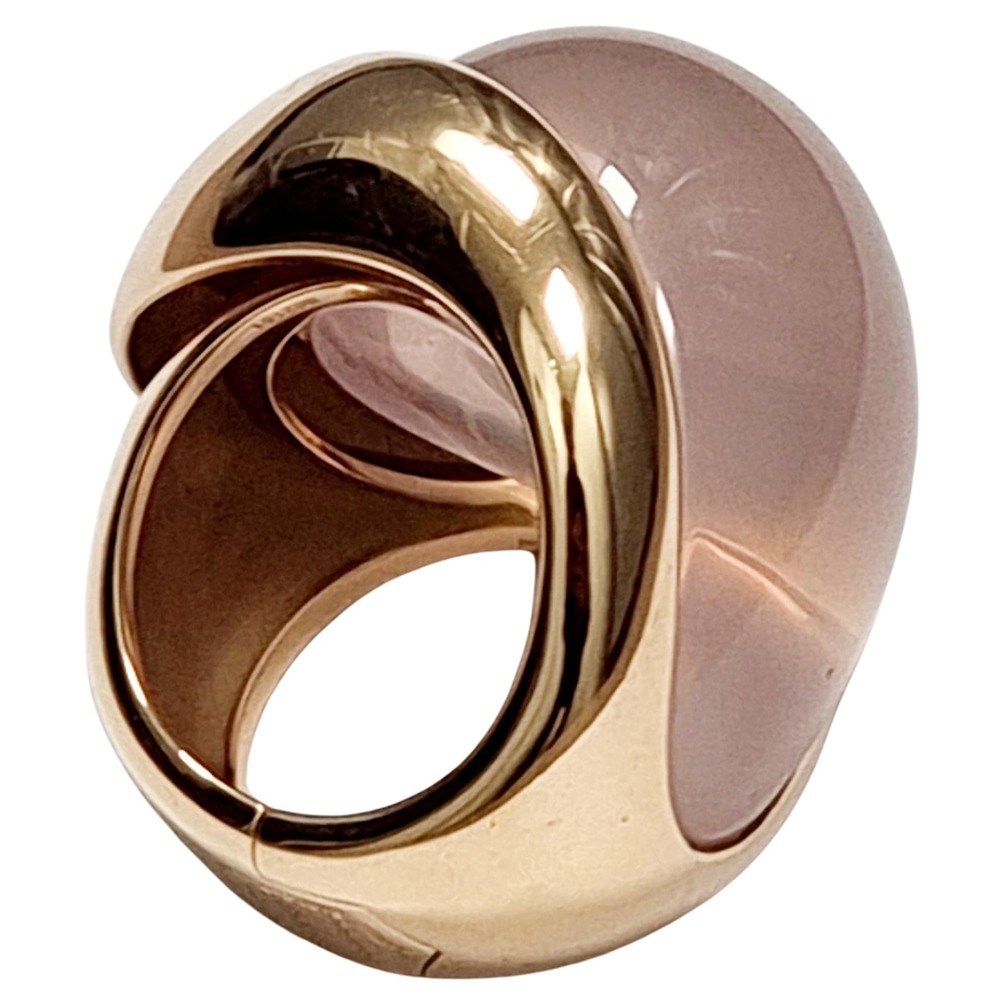 DE GRISOGONO SENSUALE gold and 79 cts pink quartz 2012 cocktail ring