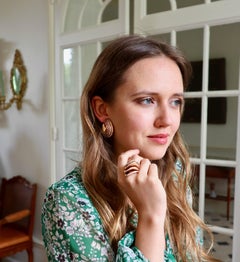 De Grisogono Set Ring and Earrings 18 Kt Pink Gold And Diamonds Onde Collection