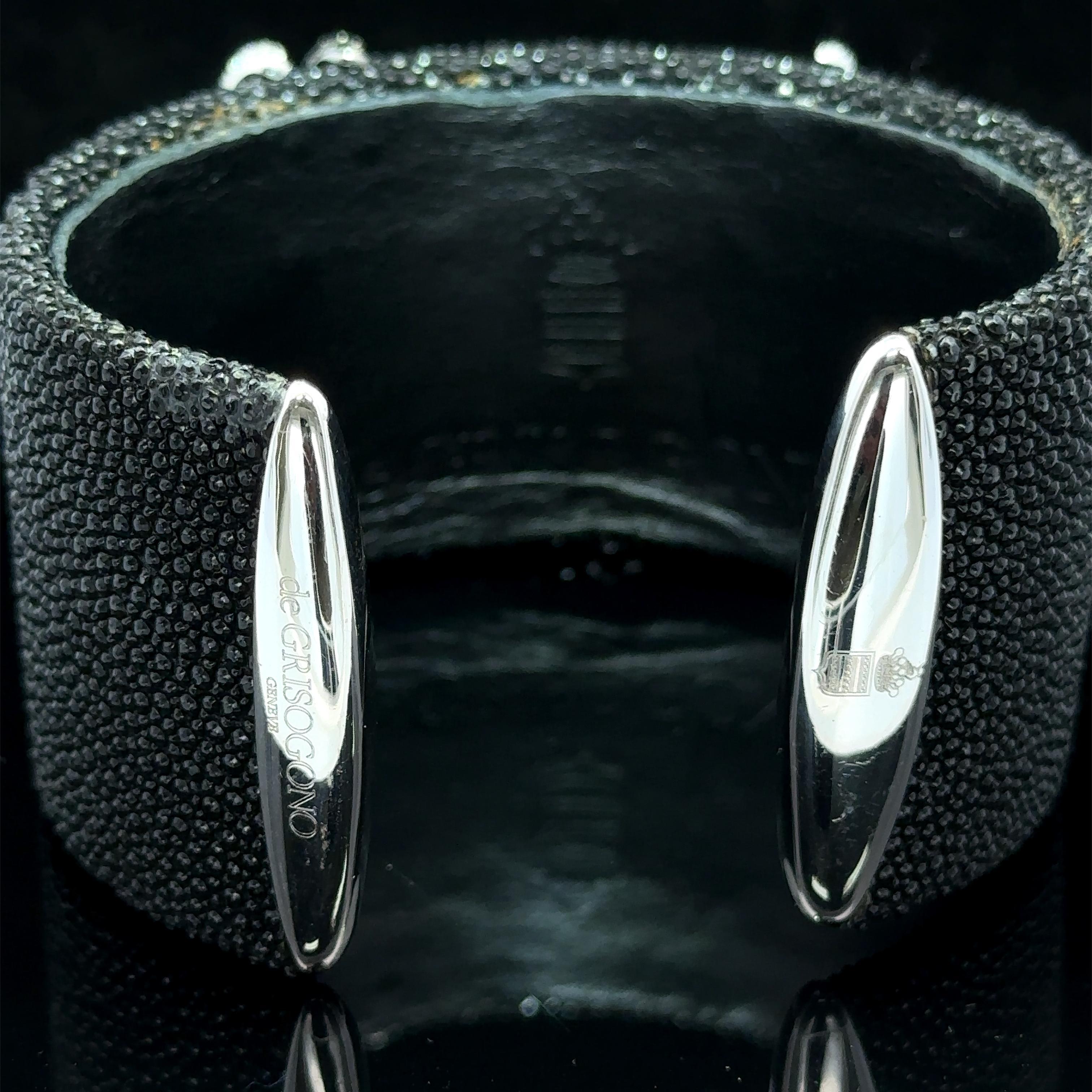 De GRISOGONO Polsino in pelle di razza con diamanti bianchi e neri in oro 18 carati in vendita 3