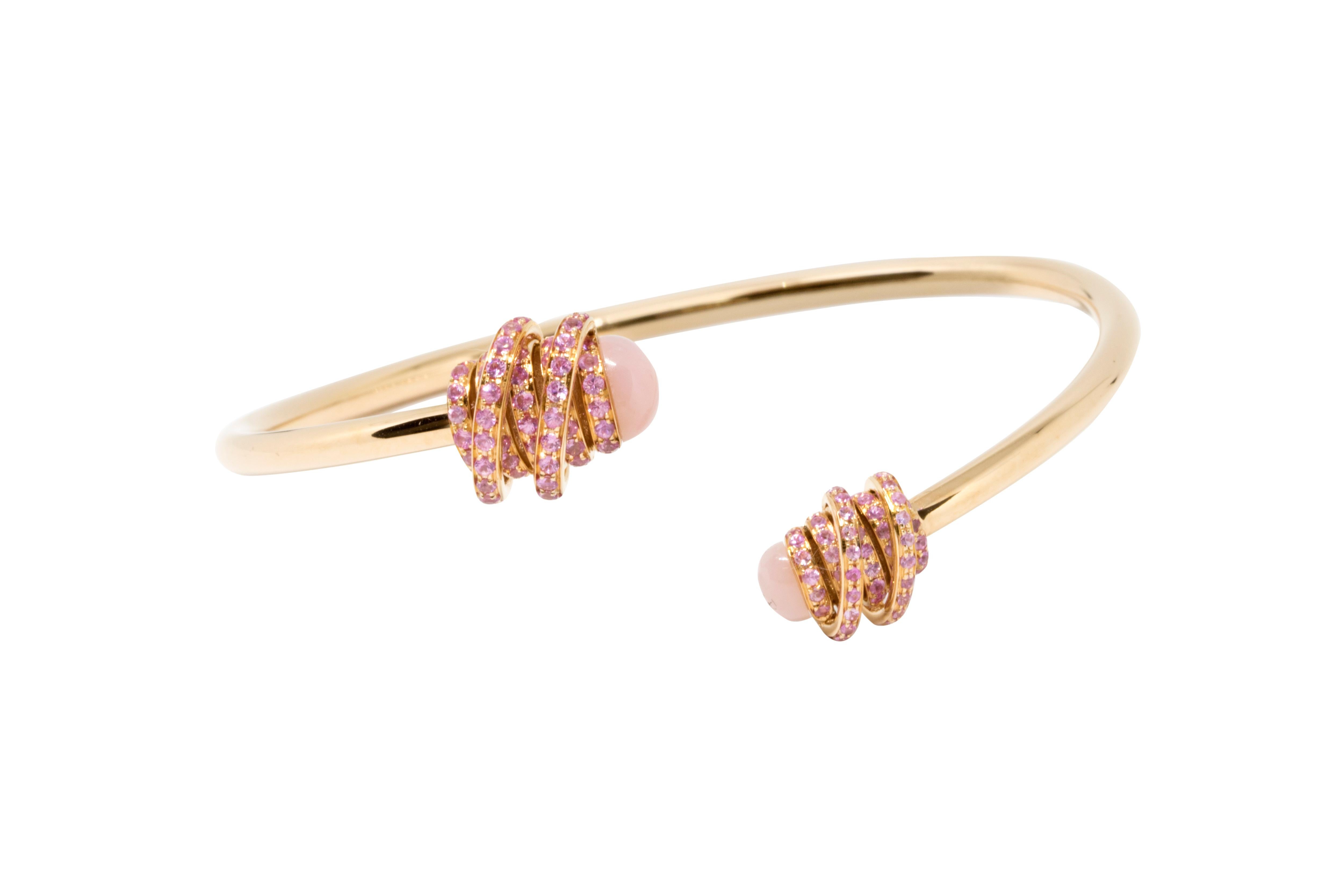 de GRISOGONO Toi & Moi 18-karat Pink Gold, Pink Opal Cuff In New Condition For Sale In New York, NY