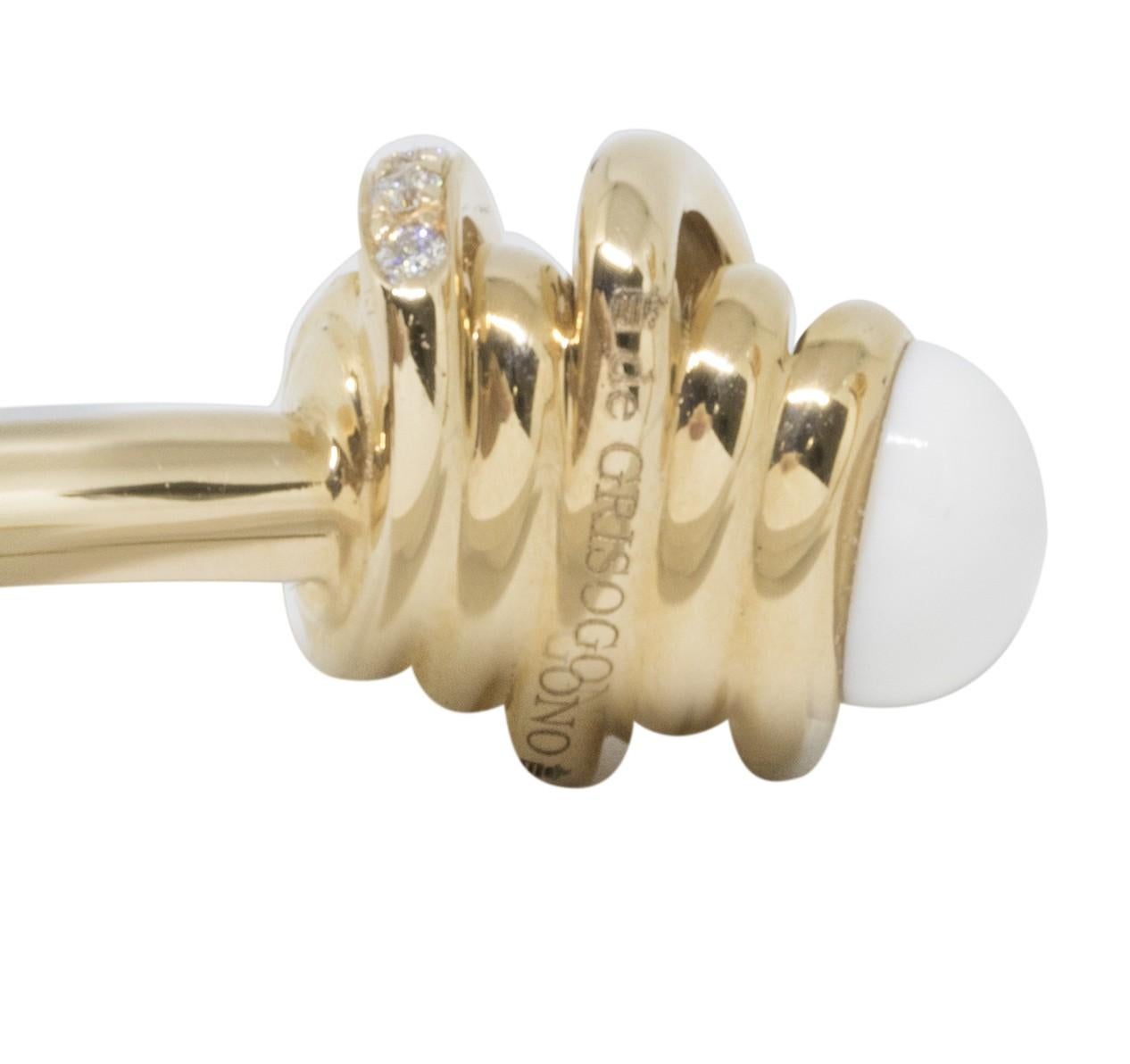 Women's de GRISOGONO Toi & Moi 18-karat White Opal and Diamond Cuff For Sale