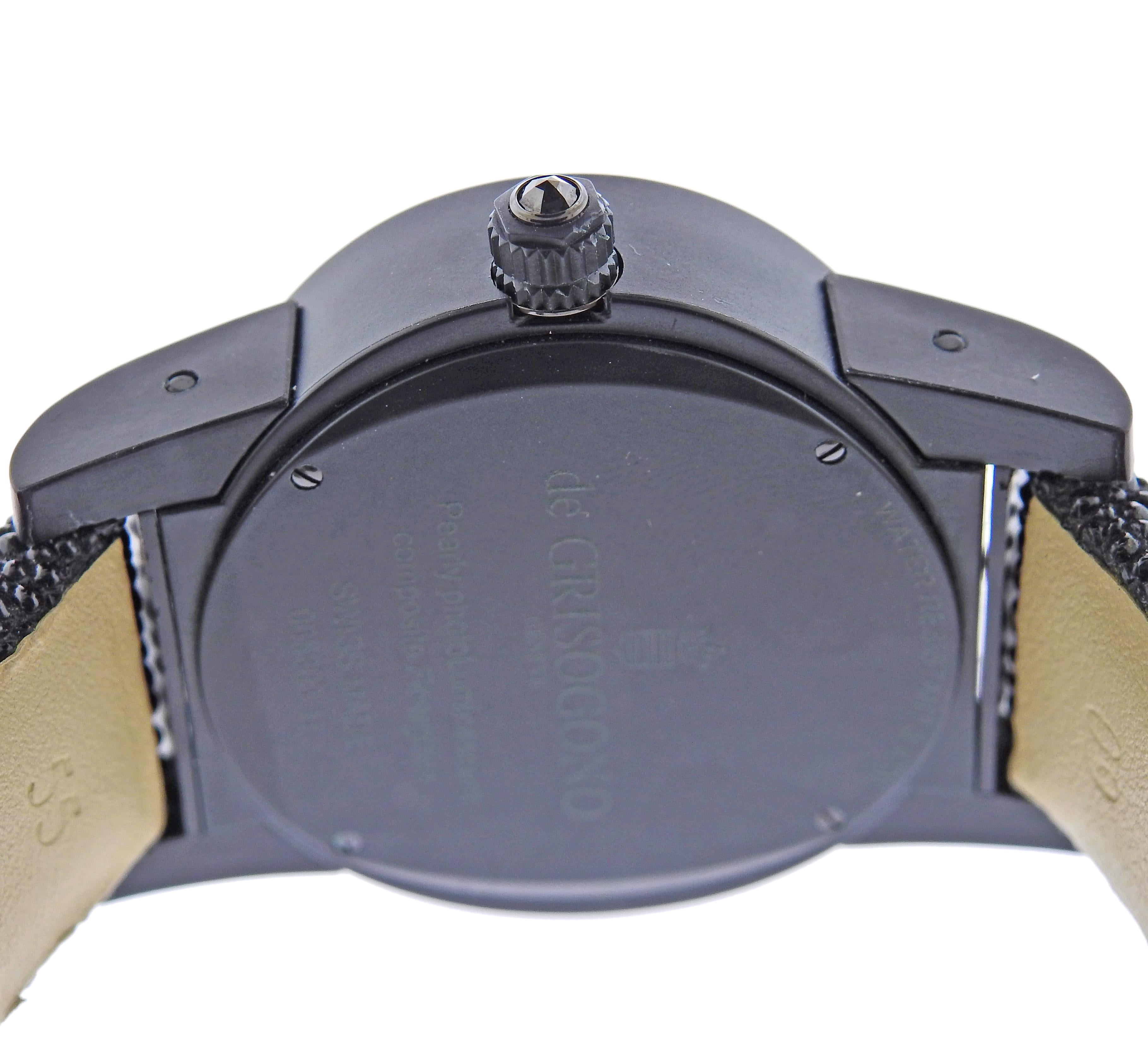 De Grisogono Tondo by Night Black Fiberglass Diamond Watch 005803 11 In New Condition In Lambertville, NJ
