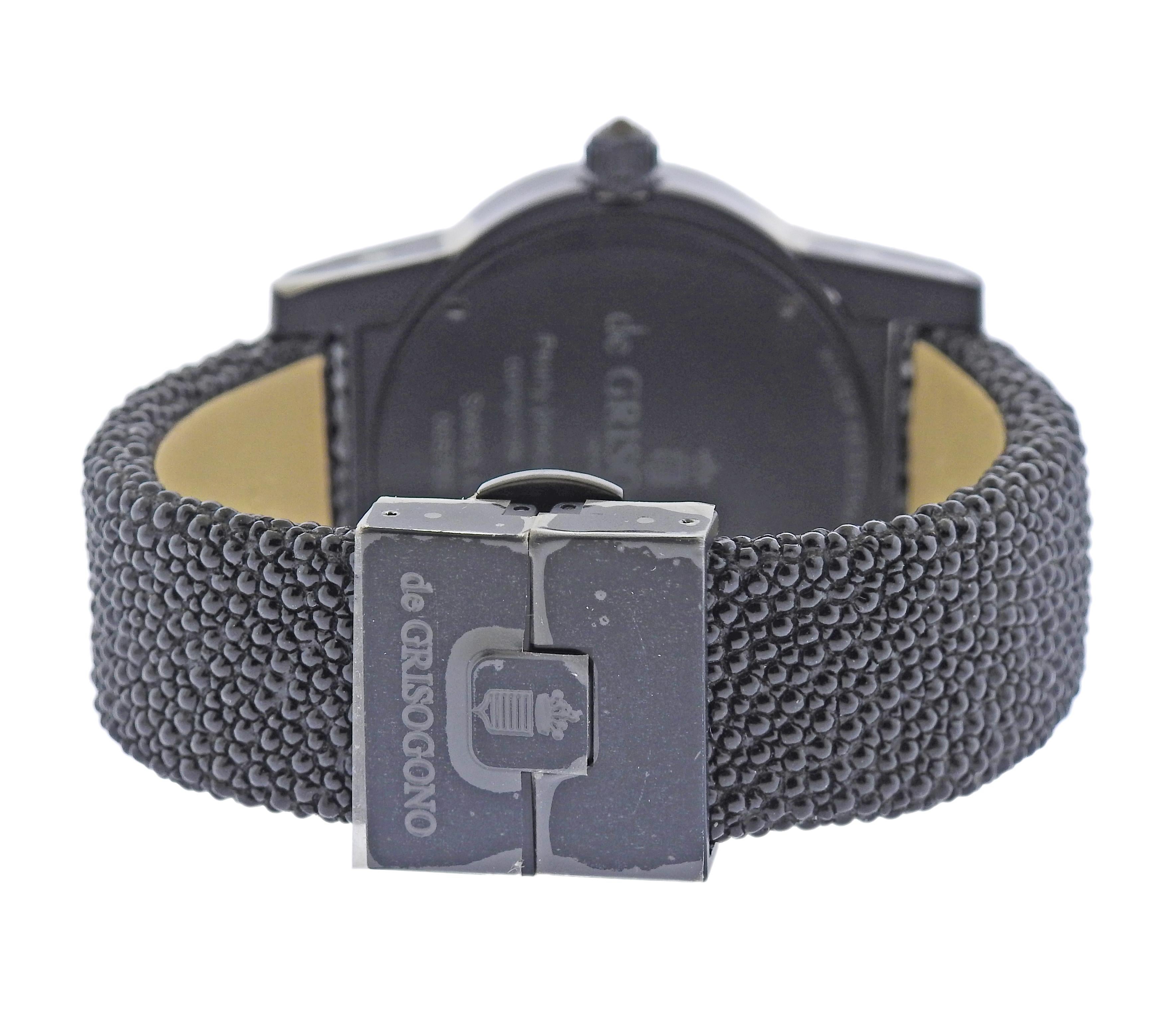 De Grisogono Tondo by Night, schwarze Tsavorit-Uhr aus Fiberglas 00579 11 (Rundschliff) im Angebot