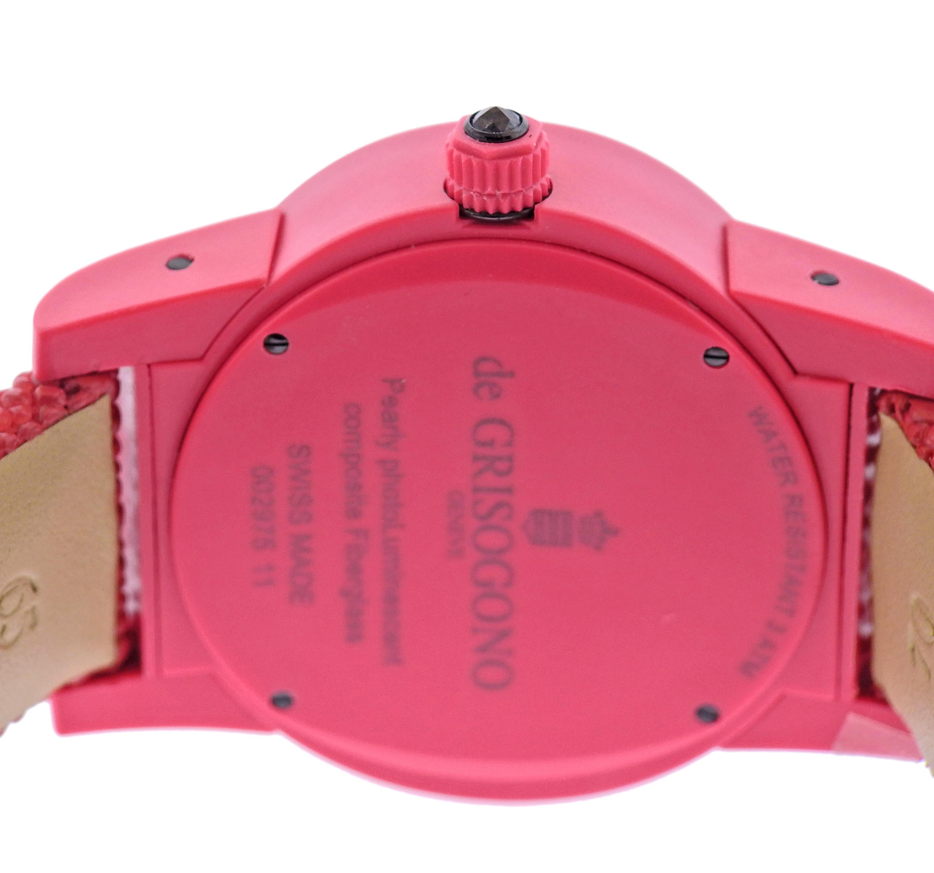 De Grisogono Tondo by Night Rote Rubinuhr aus Glasfaser 002975 11 im Zustand „Neu“ im Angebot in Lambertville, NJ