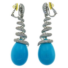 De Grisogono Turquoise Diamond White Gold Earrings
