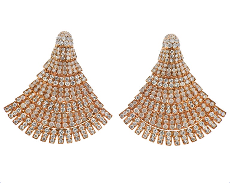 De Grisogono Ventaglio Rose Gold 18.3 Carat Diamond Earrings