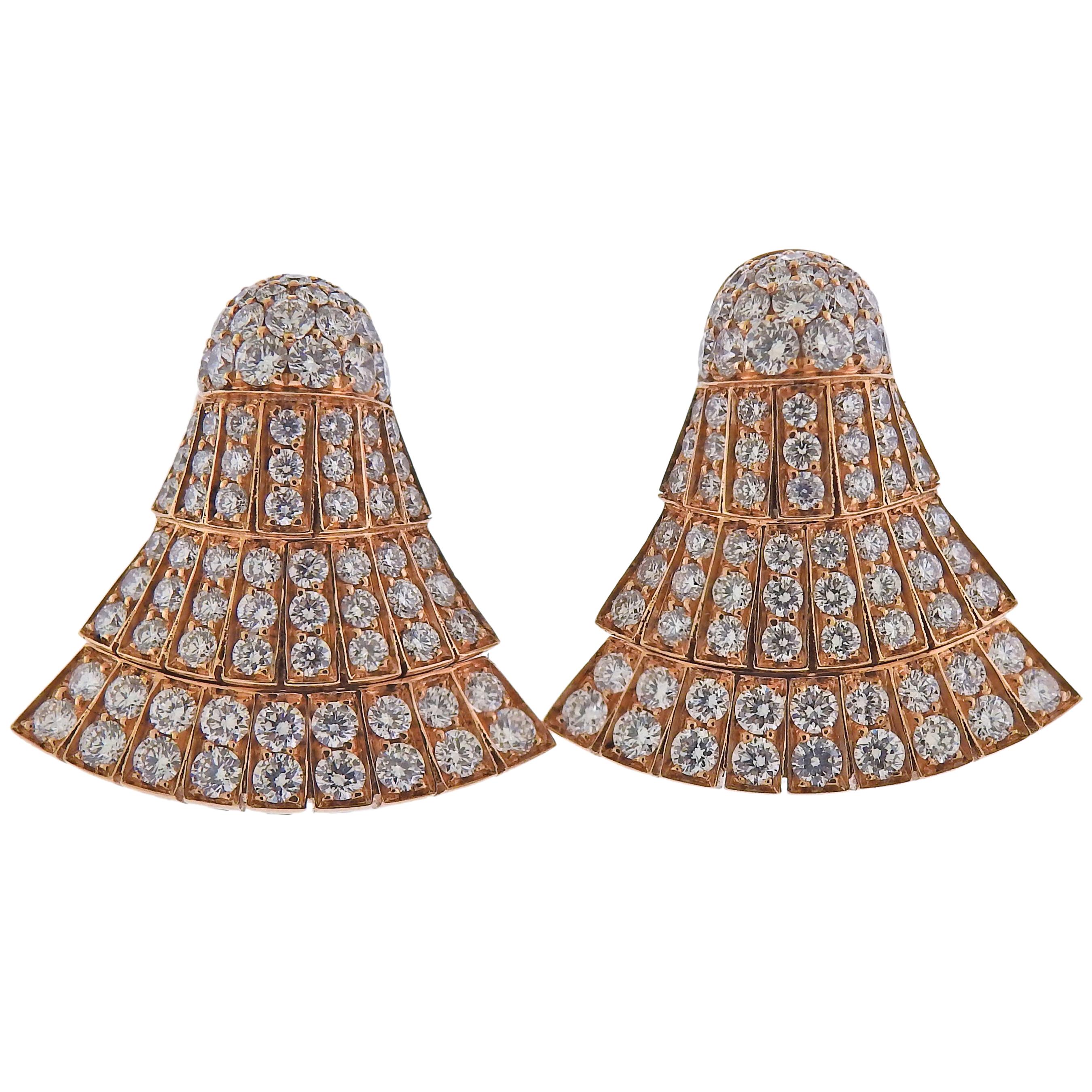 De Grisogono Ventaglio Rose Gold Diamond Earrings