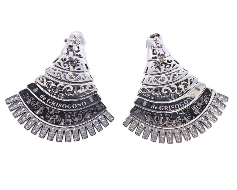 De Grisogono Ventaglio White Gold 18.4 Carat Diamond Earrings