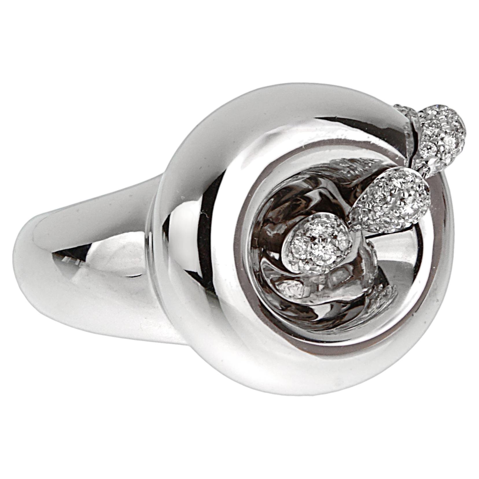 De Grisogono Vintage Diamond 18k White Gold Cocktail Ring Sz 5 1/2