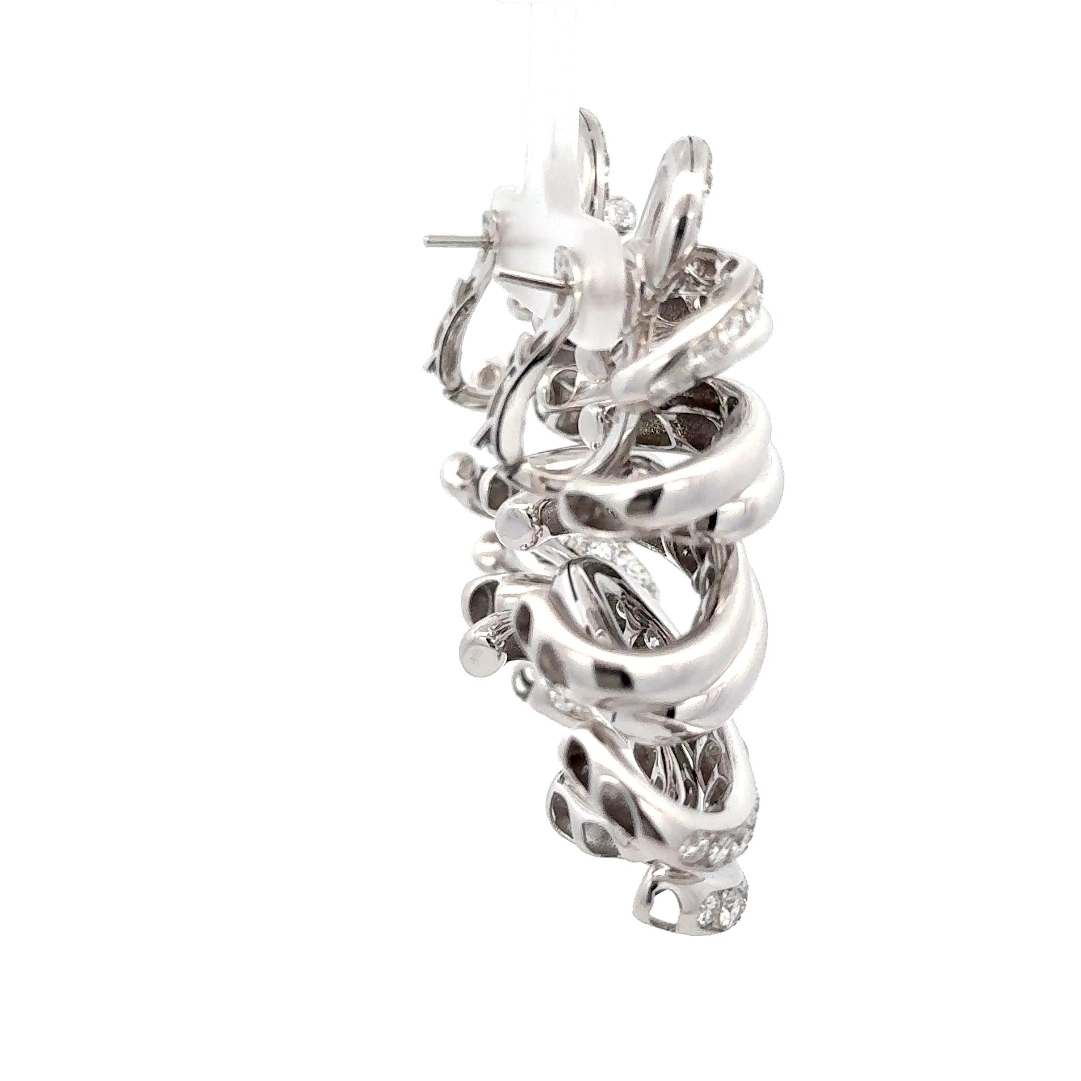 Round Cut De Grisogono Vortice Diamond Earrings 18K White Gold For Sale