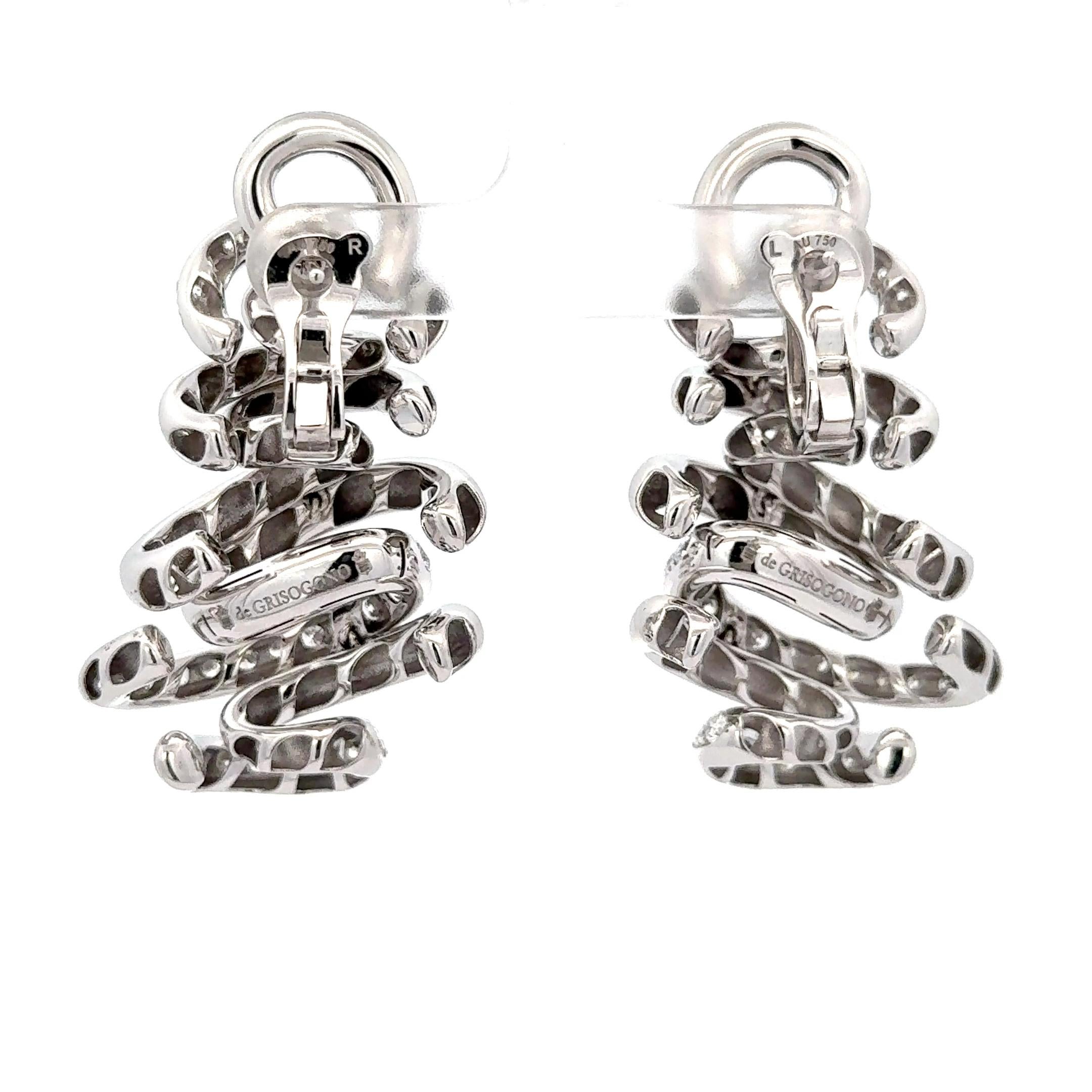 De Grisogono Vortice Diamond Earrings 18K White Gold In Excellent Condition For Sale In Dallas, TX