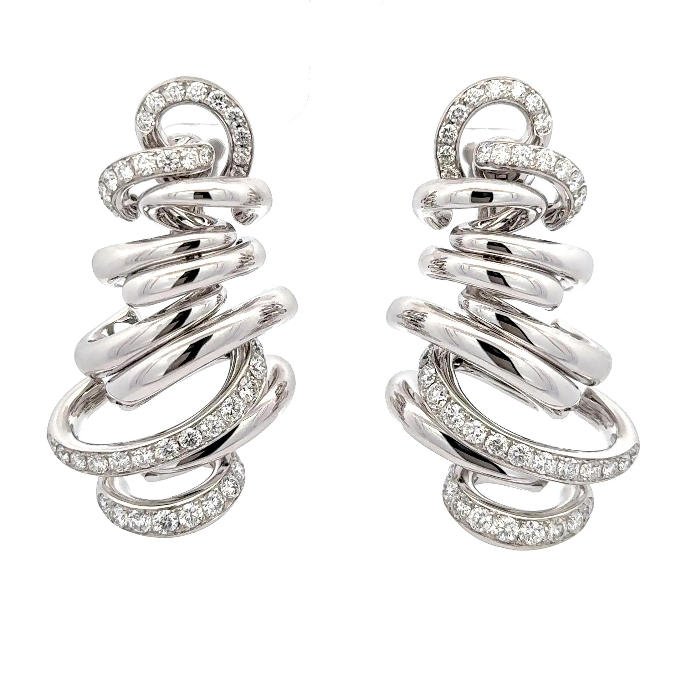 Women's De Grisogono Vortice Diamond Earrings 18K White Gold For Sale