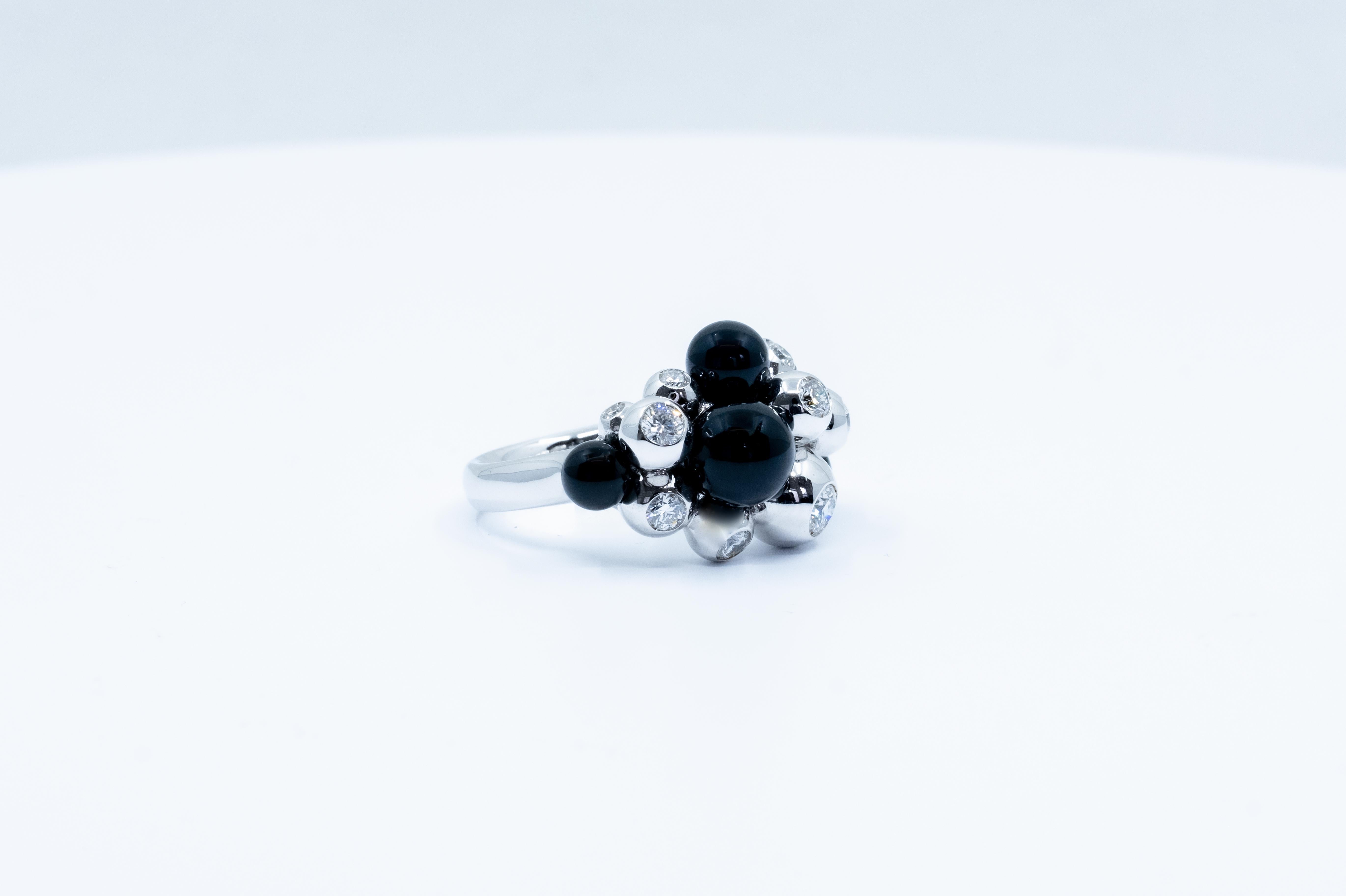 de GRISOGONO Bague Ball and Ball en or blanc et onyx Neuf - En vente à New York, NY