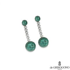 De Grisogono White Gold Tsavorite and Diamond Boule Drop Earclips