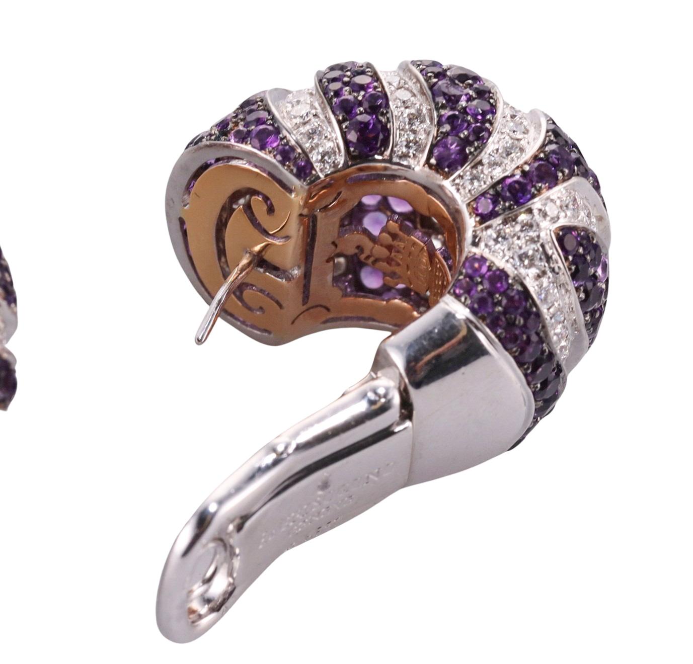 Women's De Grisogono Zebra Amethyst Diamond Gold Earrings For Sale