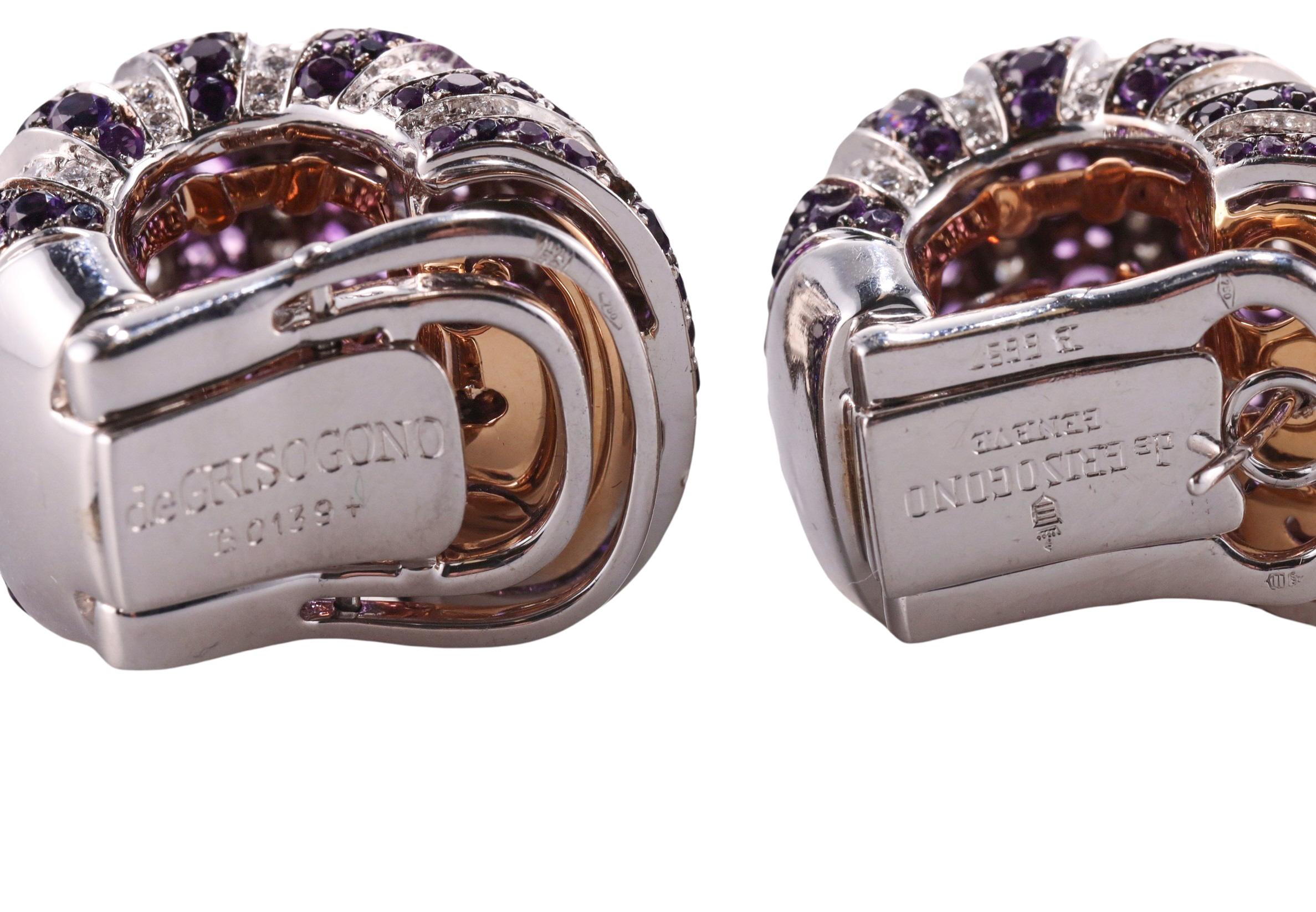 De Grisogono Zebra Amethyst Diamond Gold Earrings For Sale 1