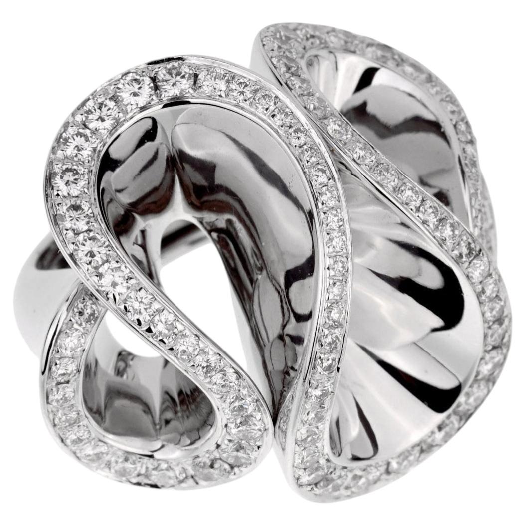 De Grisogono Zigana Bague de cocktail en or blanc 18k diamant Sz 4 1/2