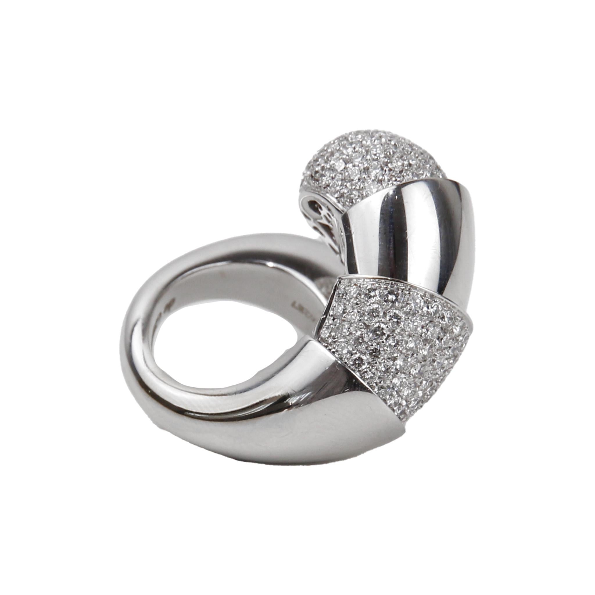 Modern De Grissogono 18k White Gold Diamond Ring For Sale