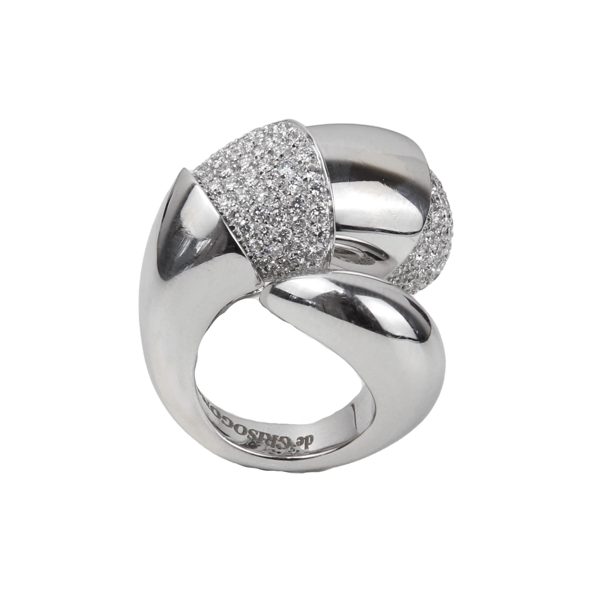 Brilliant Cut De Grissogono 18k White Gold Diamond Ring For Sale