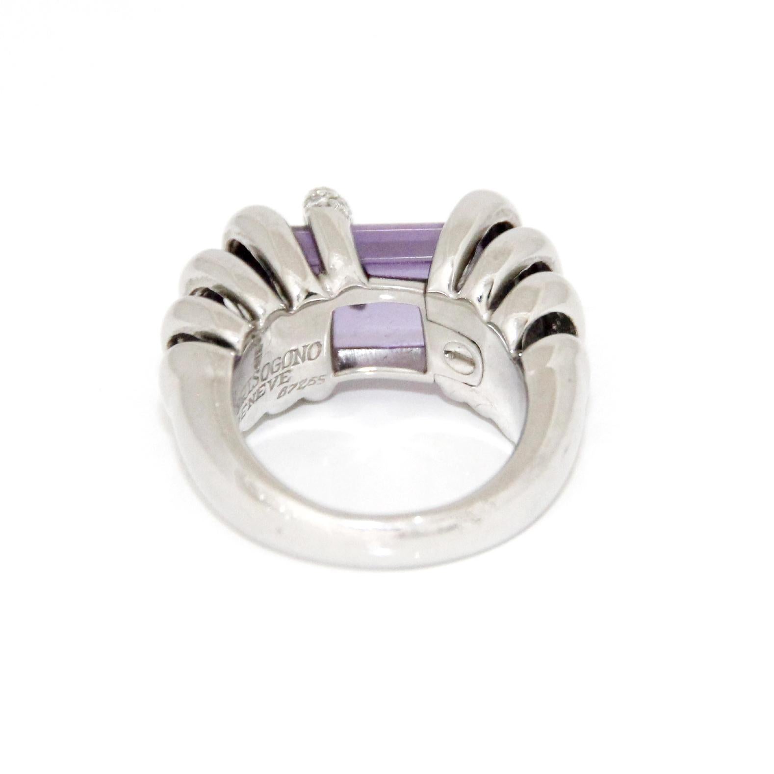Brilliant Cut De Grissogono Diamond Ring 18K White Gold For Sale