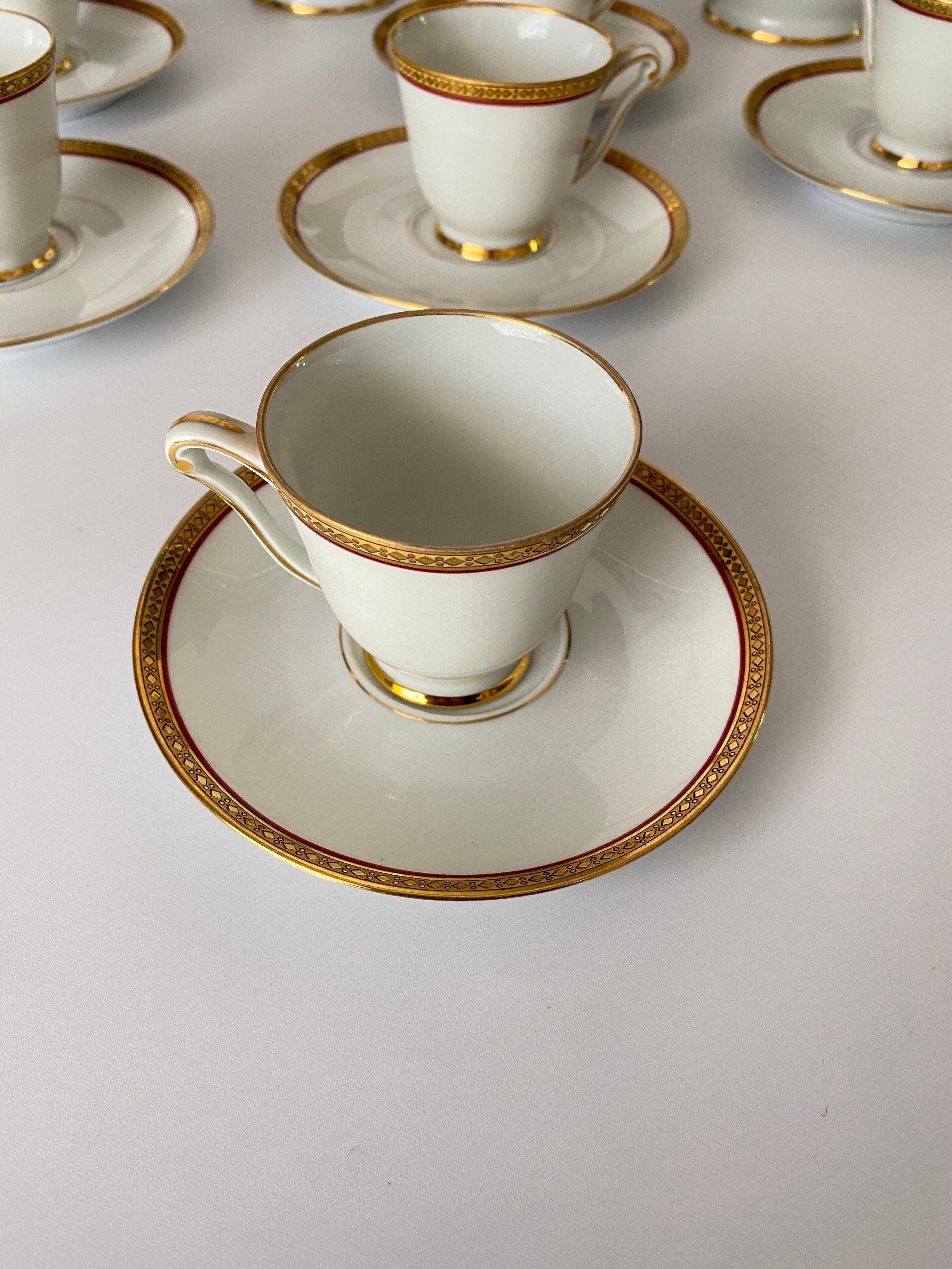Service à café De Havilland, Limoges en porcelaine et or 24 carats, 19 pièces en vente 1