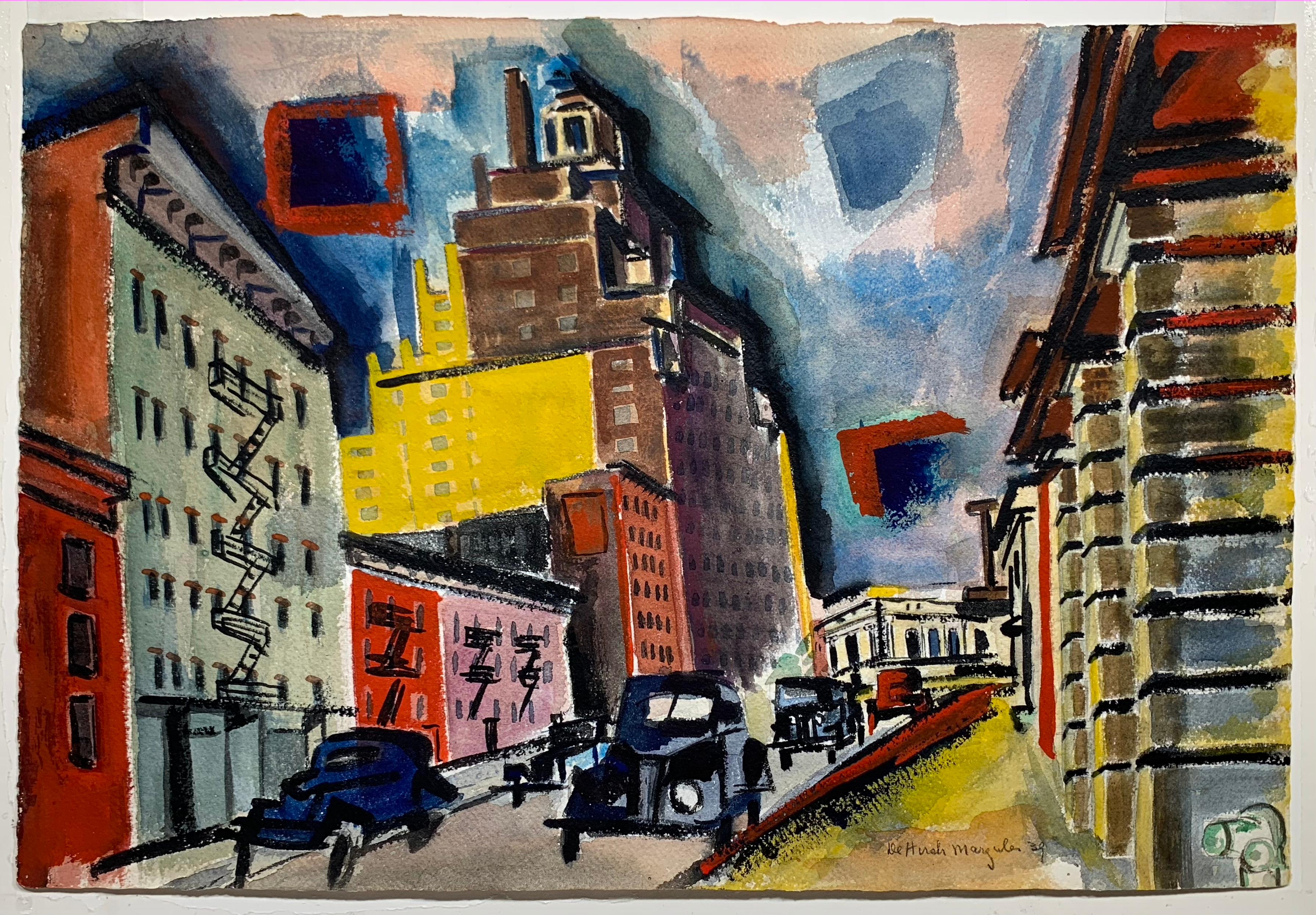 Christopher Street (abstract Greenwich Village cityscape) - Painting by De Hirsch Margules