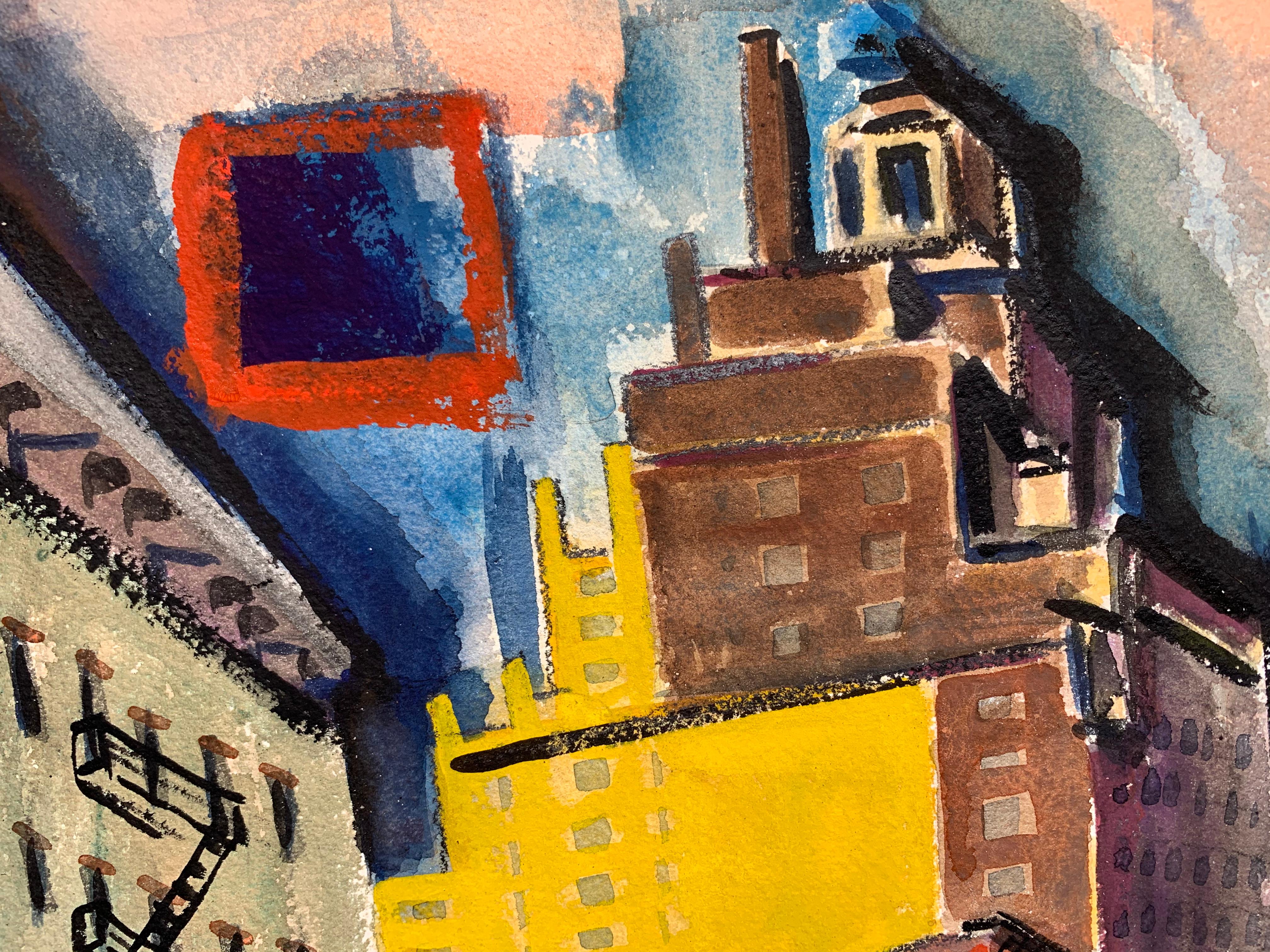 Christopher Street (abstract Greenwich Village cityscape) - American Modern Painting by De Hirsch Margules