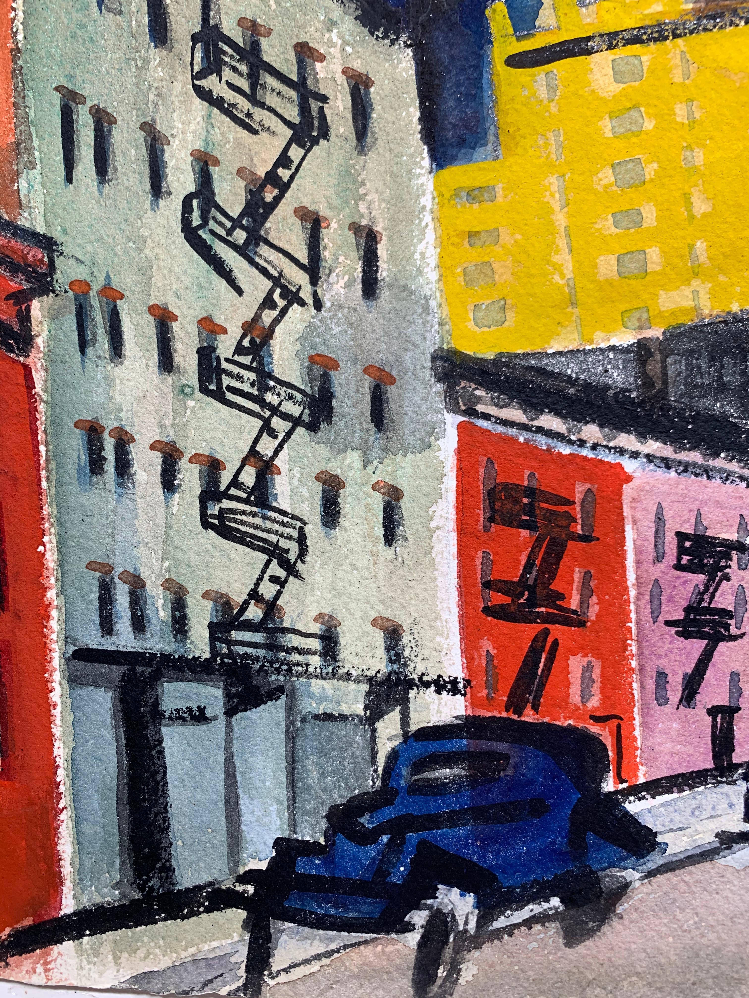 Christopher Street (abstract Greenwich Village cityscape) - Black Abstract Painting by De Hirsch Margules