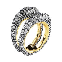Fabergé De Jour 18K Gold Diamond & Moonstone Encrusted Double Band Ring