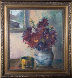 De Koninck - 1918 Oil, Impressionist Chrysanthemums