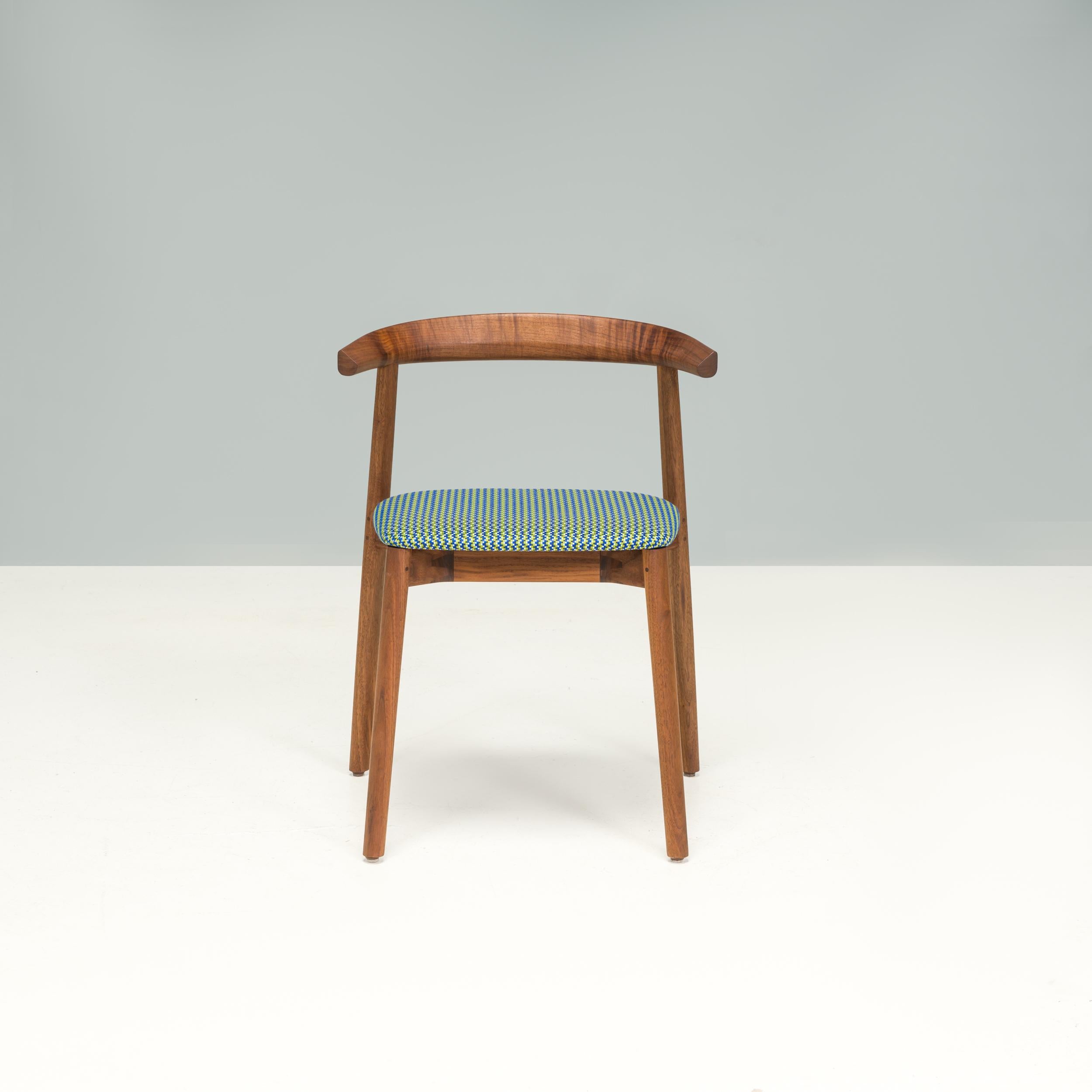De La Espada Ando Upholstered Walnut Dining Chairs, Set of 6 1
