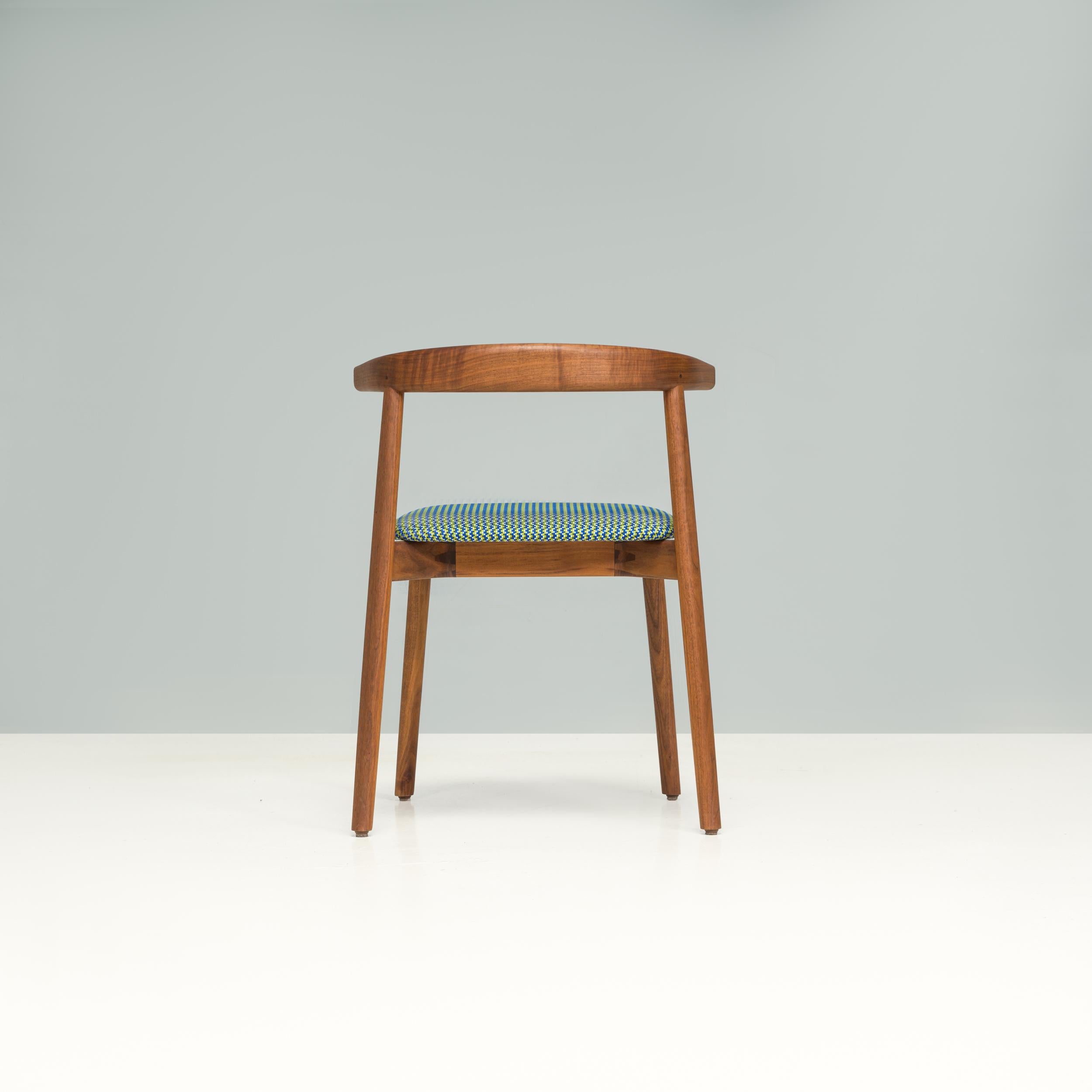 De La Espada Ando Upholstered Walnut Dining Chairs, Set of 6 4