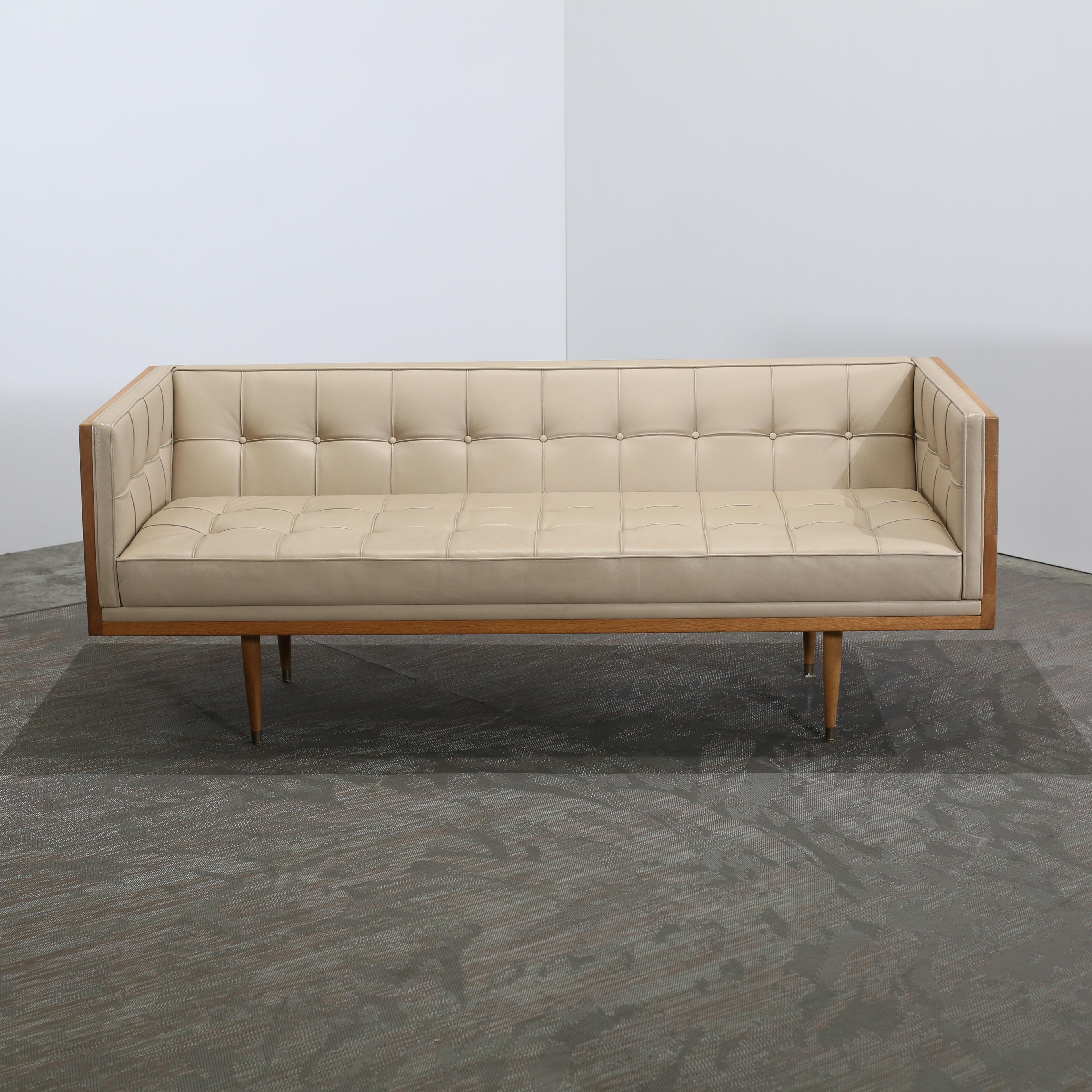 Portuguese De La Espada Leather Box Sofa by Autoban For Sale
