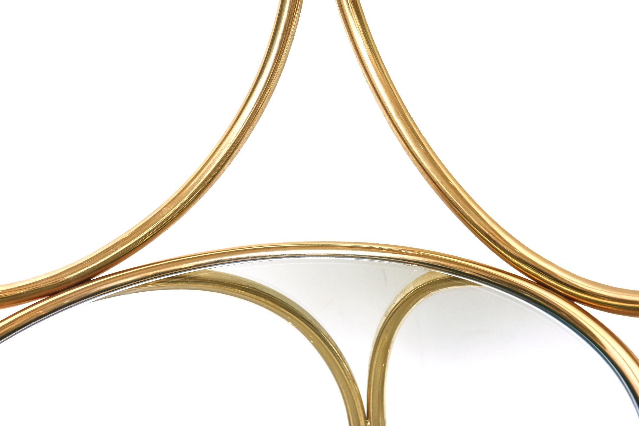 De La Espada Gold Plated Steel Ring Side Table with Carrara Marble Top & Mirror 1