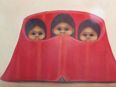 Native American Children, Oil on Canvas Signed