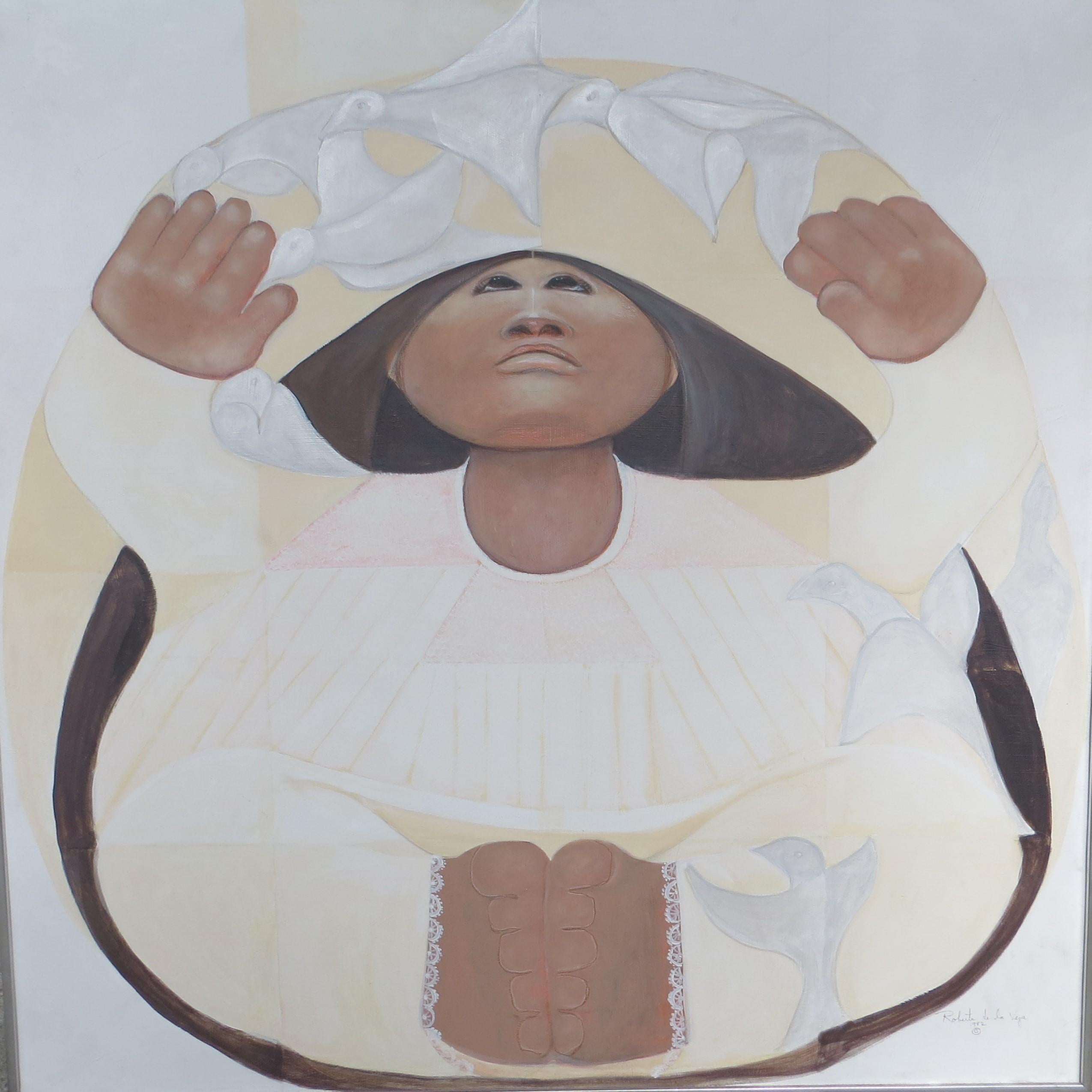 De la Vega Roberta Figurative Painting -  Native American Woman by Roberta De La Vega