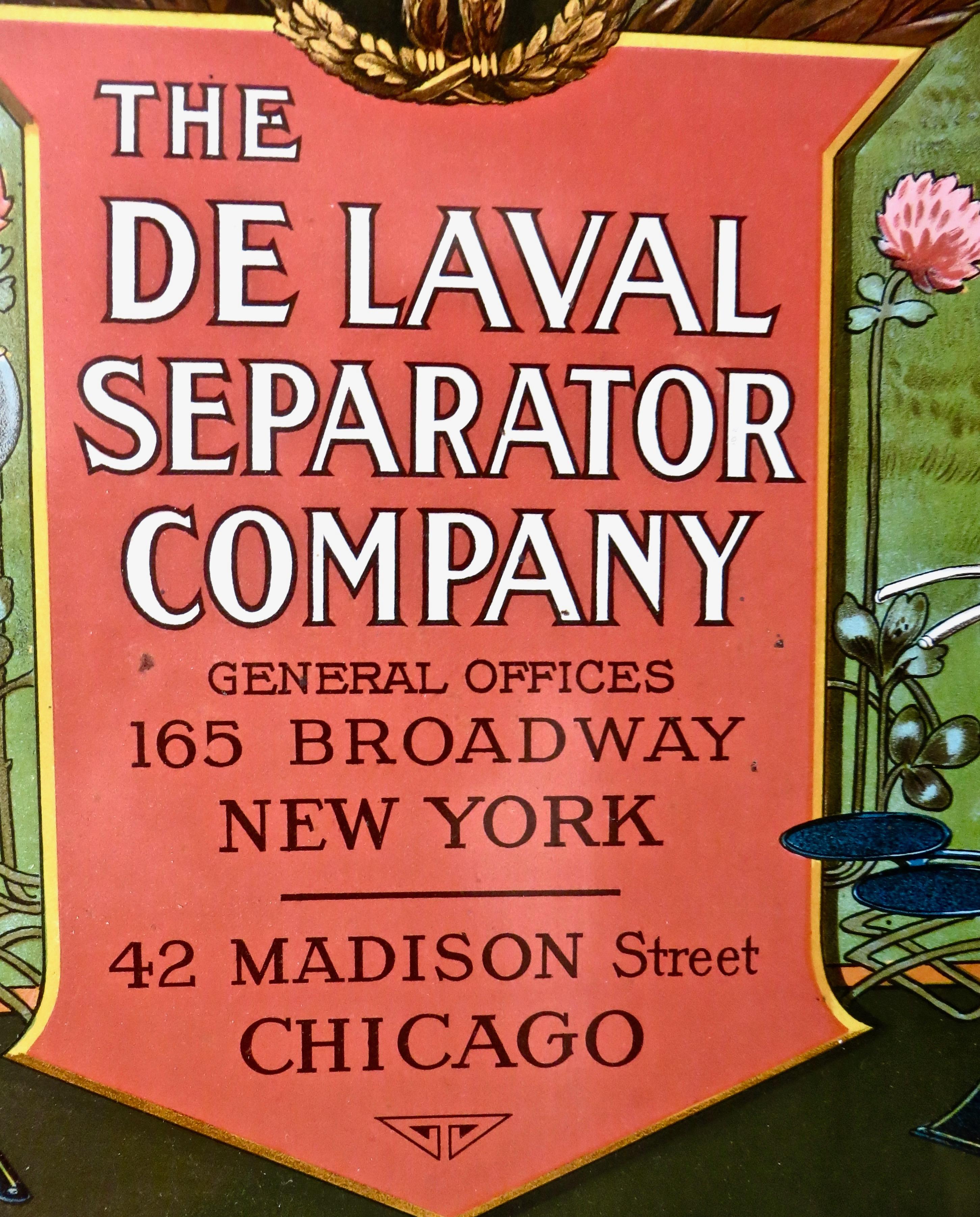 Début du 20ème siècle Panneau publicitaire en étain « De Laval », américain, vers 1905, Near Mint en vente