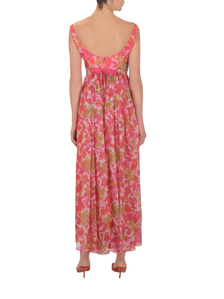 Robe de soirée Jean Allen London à imprimé floral psychédélique (années 1960) Pour femmes en vente