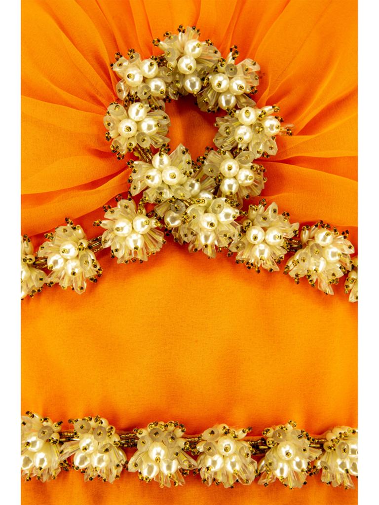 1960s Orange Dress With Complimenting Beadwork Detail For Sale 1