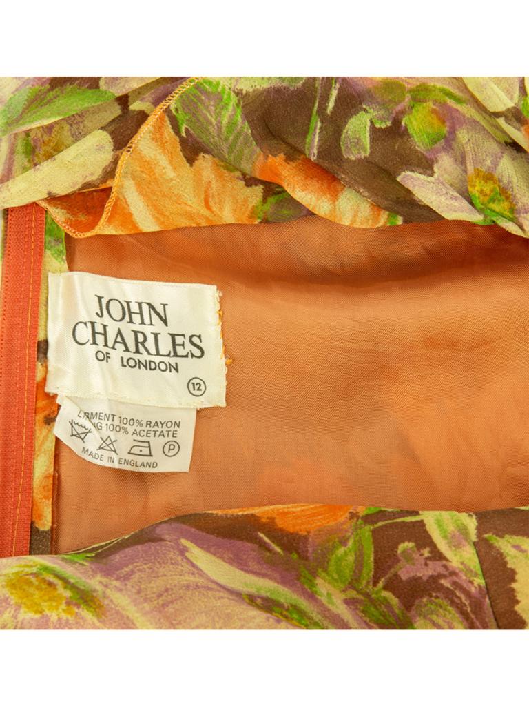 1970s John Charles Floral Dress In Good Condition For Sale In London, GB