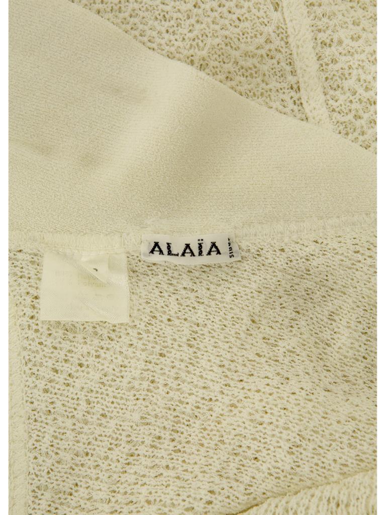 1980er Alaïa Gehäkeltes Kleid (Beige) im Angebot