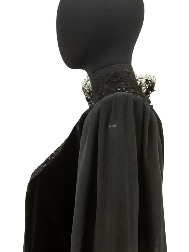 Black 1980s Ungaro Velvet And Lace Cocktail Dress For Sale