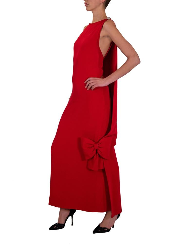 Early 1980’s Michael Novarese Red Silk Drape Column Dress For Sale 2